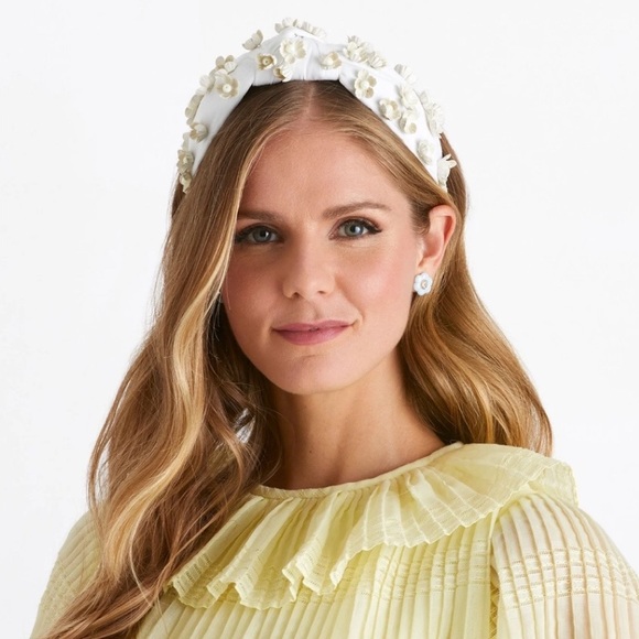 Lele Sadoughi Ivory Daisy Embellished Knotted Headband — Bridal - Picture 3 of 4
